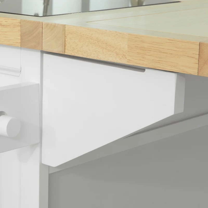 SoBuy FKW84-WN Desserte sur roulettes Meuble de Cuisine de Service Roulant avec Plans de Travail Rabattable, Grande Armoire de Rangement