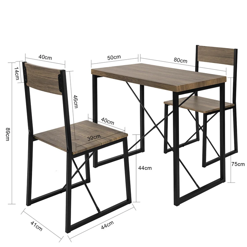 SoBuy OGT19-N Set de 1 Table + 2 Chaises Table à Manger Table de Cuisine Ensemble Table de Balcon + 2 tabourets avec Dossier mobilier de Jardin
