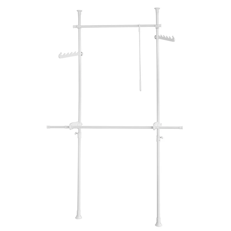 SoBuy KLS02-W Garde-Robe Penderie Télescopique 2 Barres Portant de Vêtement
