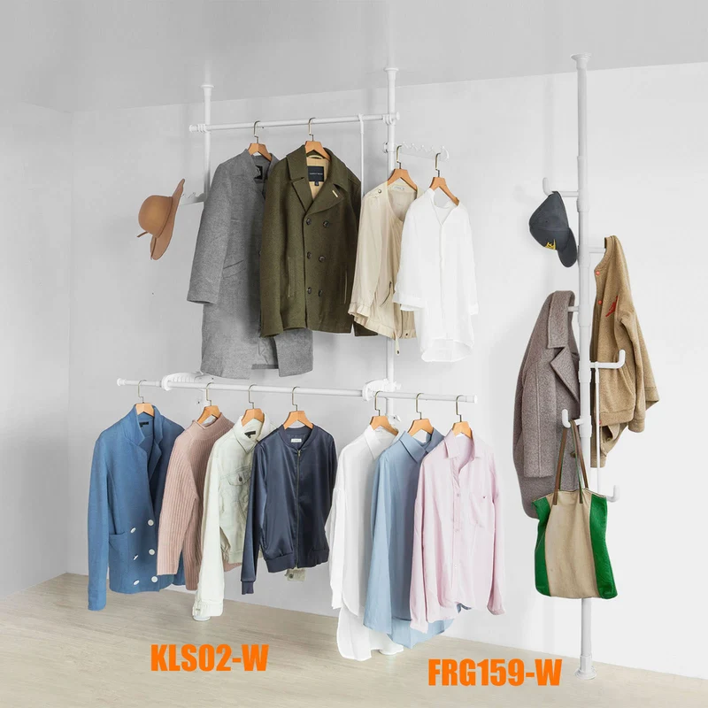 SoBuy KLS02-W Garde-Robe Penderie Télescopique 2 Barres Portant de Vêtement