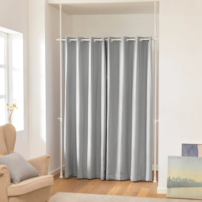 SoBuy KLS12-HG Paravent Séparateur de Pièces Rideau Télescopique Rideau Réglable en Hauteur Rideau