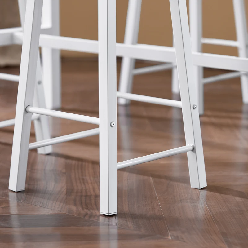 SoBuy OGT22-WN Ensemble Table de Bar + 4 Tabourets – Table Haute 120 cm, Repose-Pieds, Tabourets Rangeables, Blanc