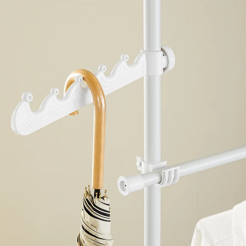 sebuyfr.comG34-II-W Portant à vêtements télescopique robuste – Penderie ouverte réglable avec tringles et étagères, Porte-manteau pour chambre ou dressing, Blanc