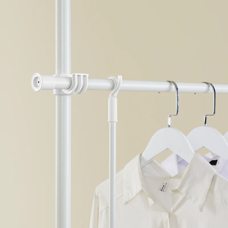 sebuyfr.comG34-II-W Portant à vêtements télescopique robuste – Penderie ouverte réglable avec tringles et étagères, Porte-manteau pour chambre ou dressing, Blanc