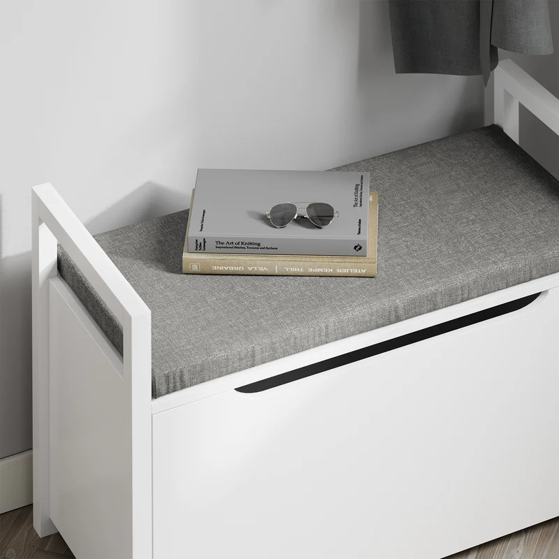 SoBuy FSR76-W Banc à Chaussures avec Coussin Rembourré et Rangement pour Entrée Couloir – 86x38x54 cm, Blanc