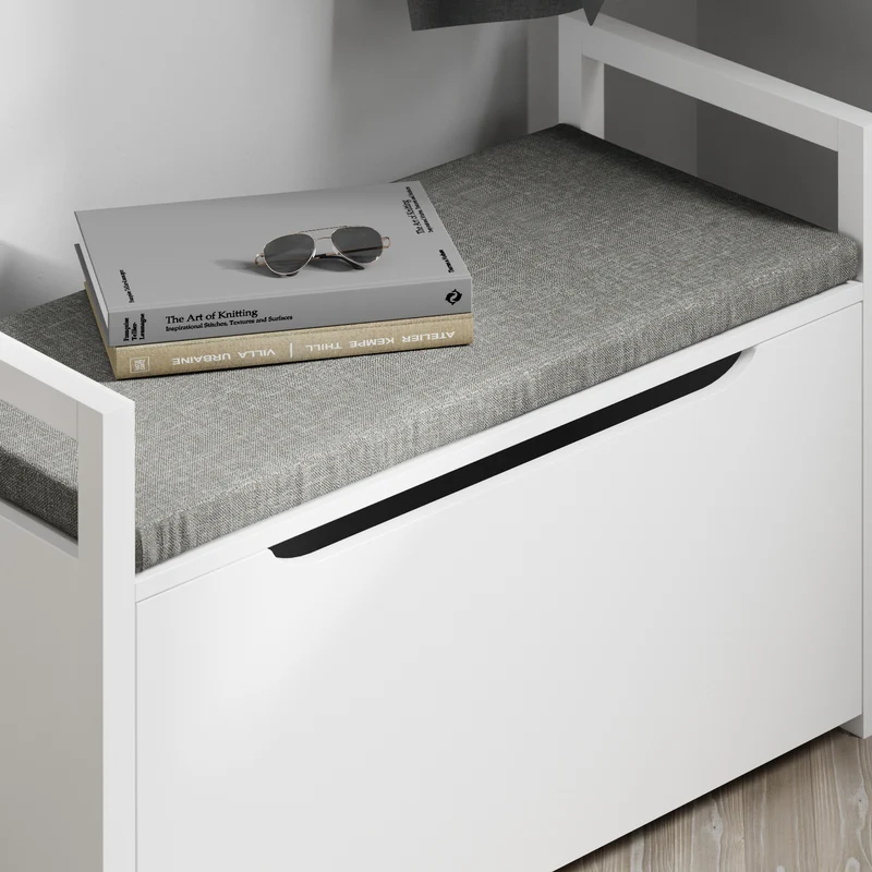 SoBuy FSR76-W Banc à Chaussures avec Coussin Rembourré et Rangement pour Entrée Couloir – 86x38x54 cm, Blanc