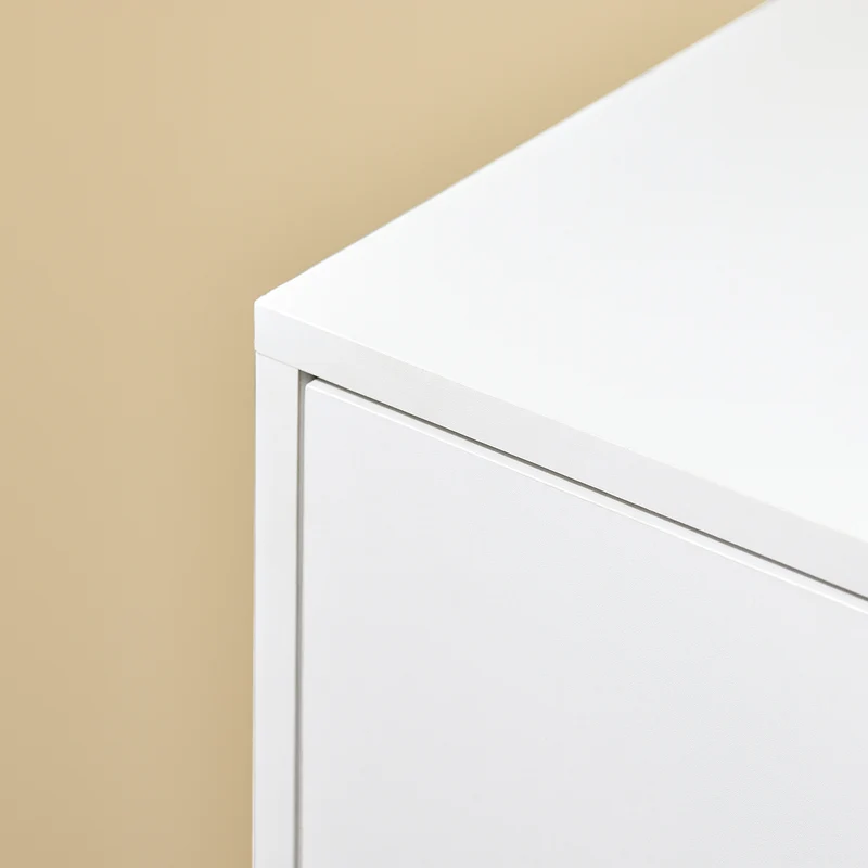 SoBuy FBT105-W Caisson d’Imprimante Mobile avec Roulettes, 2 Tiroirs et 1 Compartiment Ouvert, Rangement Optimisé, Design Fonctionnel – L60×P35×H70 cm, Blanc