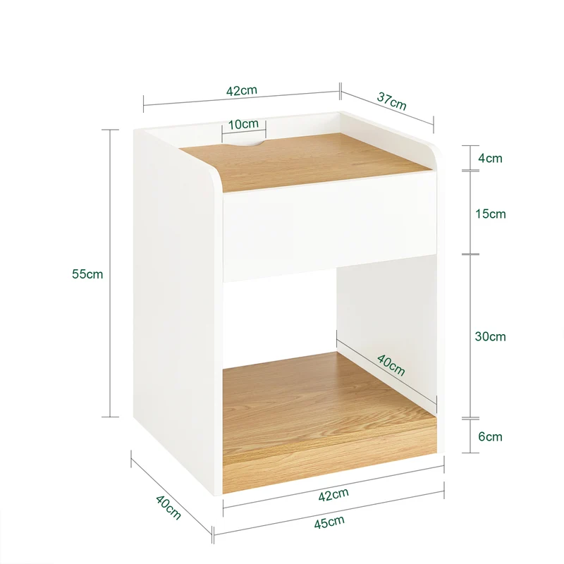 SoBuy FBT128-WN Table de Chevet, Table de Nuit, Table d'Appoint, Bout de Canapé avec 1 Tiroir pour Salon, Chambre