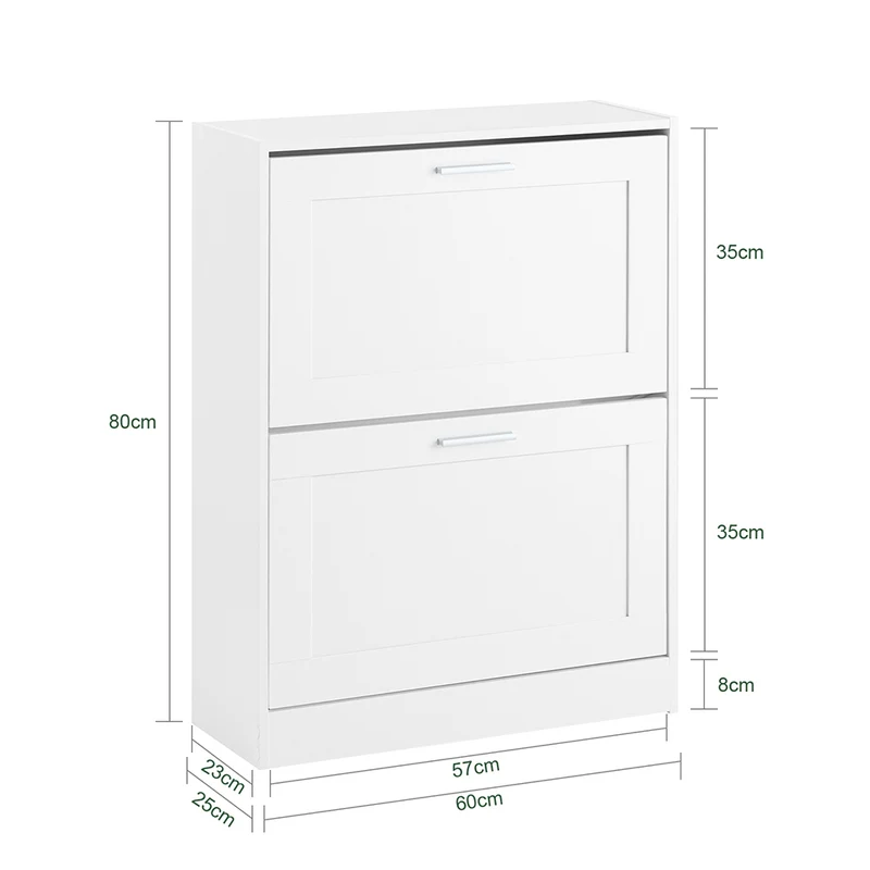 SoBuy FSR137-W Meuble à Chaussures à Abattants 2 Niveaux – Rangement Discret pour Entrée – 60x25x80 cm Blanc