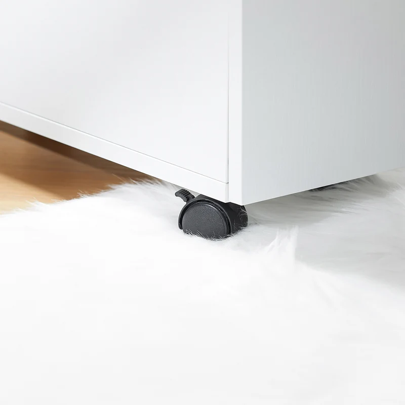 SoBuy FBT155-WN Bout de Canapé sur roulettes Table de Chevet Table de Nuit Table d'Appoint
