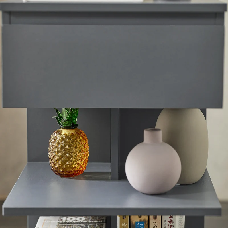 SoBuy FBT49-HG Table de Chevet - Table de Nuit avec 1 tiroir et 2 étagères, Table d'appoint pour Chambre à Coucher - Meuble de Rangement Moderne L39 x P39 x H65 cm Gris