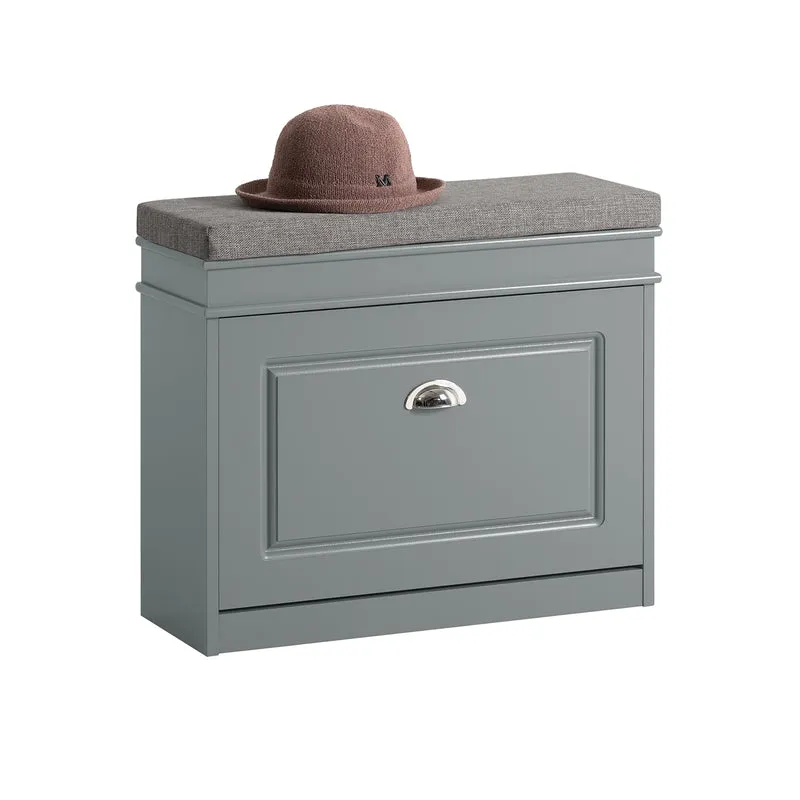 SoBuy FSR82-K-HG Banc à Chaussures avec Coussin Rembourré et 1 Abattant, Slim 24cm pour Entrée – 60x24x51 cm, Gris