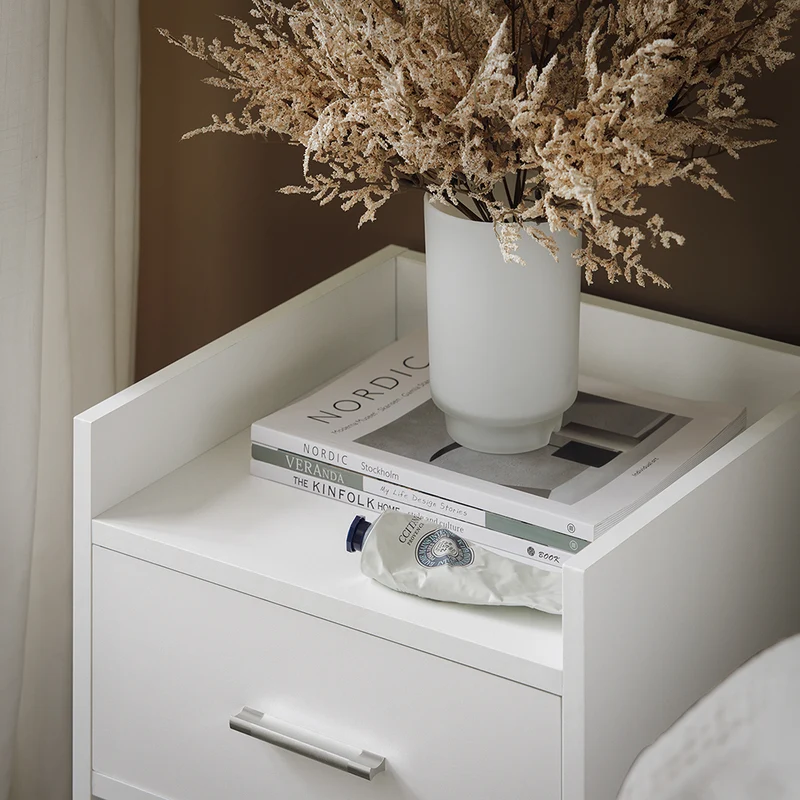 SoBuy FBT66-W Table de Chevet Table de Nuit Bout de Canapé avec 1 Tiroir 1 Niche Blanc
