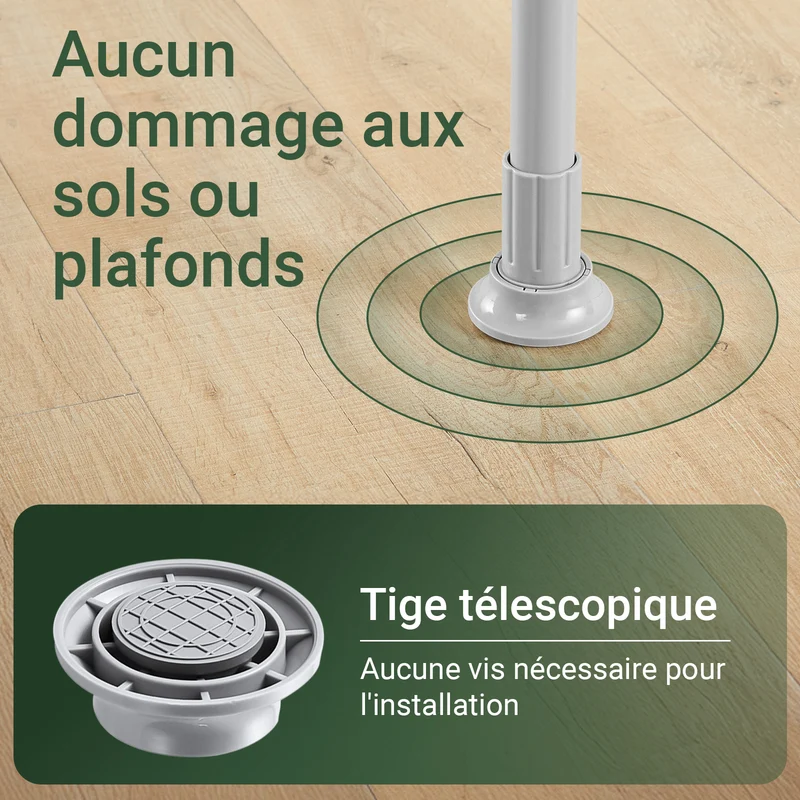 SoBuy KLS03-II-HG Portant à vêtements télescopique robuste – Penderie ouverte réglable avec tringles pour chambre/dressing, Gris