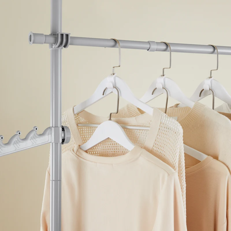 SoBuy KLS03-II-HG Portant à vêtements télescopique robuste – Penderie ouverte réglable avec tringles pour chambre/dressing, Gris