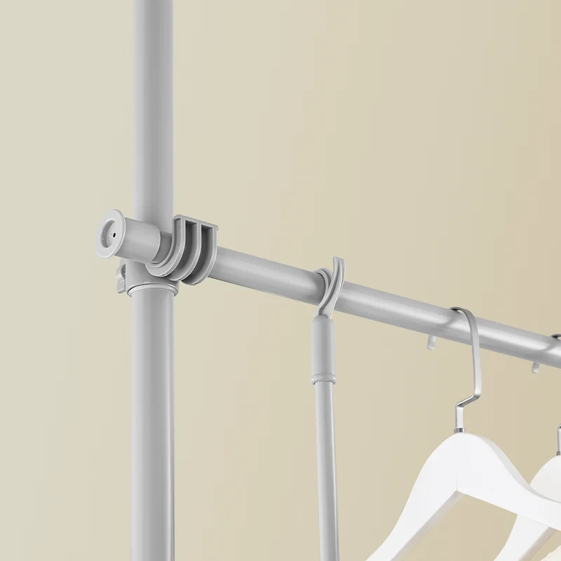 SoBuy FRG109-II-HG Tringle à Vêtements Télescopique, Portant à Vêtements Robuste, Penderie Ouverte Réglable avec Barres de Suspension pour Chambre, Dressing, Gris