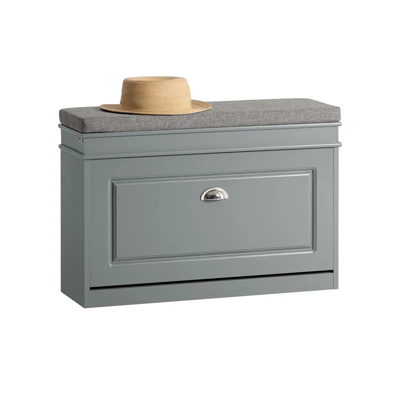 SoBuy FSR82-L-HG Banc à Chaussures avec Coussin – 75×24×51 cm, 1 Abattant, Gris, FSC®