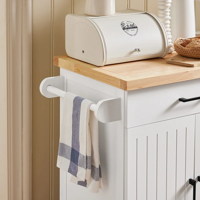 SoBuy FKW119-WN Desserte Cuisine avec Roulettes, Mobile, pour Cuisine et Salle à Manger, Rangement Optimisé – L74×P46×H91 cm, Bois d’Hévéa, Blanc et Naturel
