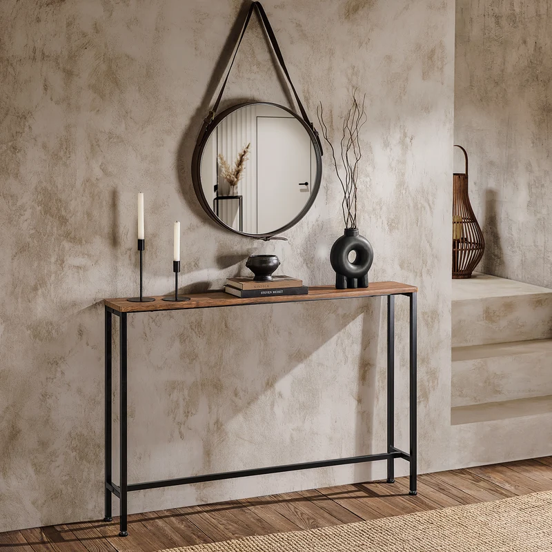 SoBuy FSB19-XL-N Console Entrée Meuble Couloir Étagère Arrière Canapé – Structure Métal Robuste, Design Moderne Ultra Fin – Idéal pour Salon, Chambre, Entrée 120x20x80cm
