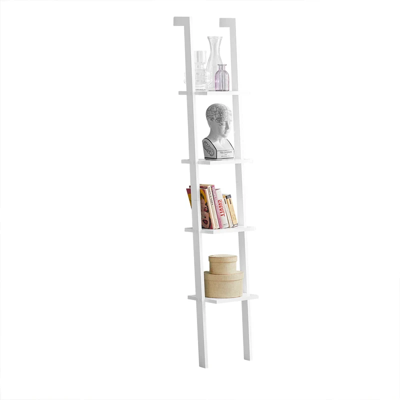 sebuyfr.comG15-W Bibliothèque Étagère Murale Style échelle, Étagère échelle 4 Niveaux- Blanc 33 x 180 cm