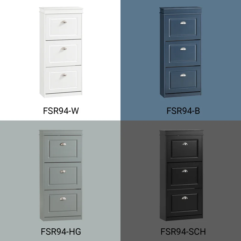 SoBuy FSR94-SCH – Armoire à Chaussures Slim 24 cm – 3 Abattants, 12 Paires – Noir Mat FSC®