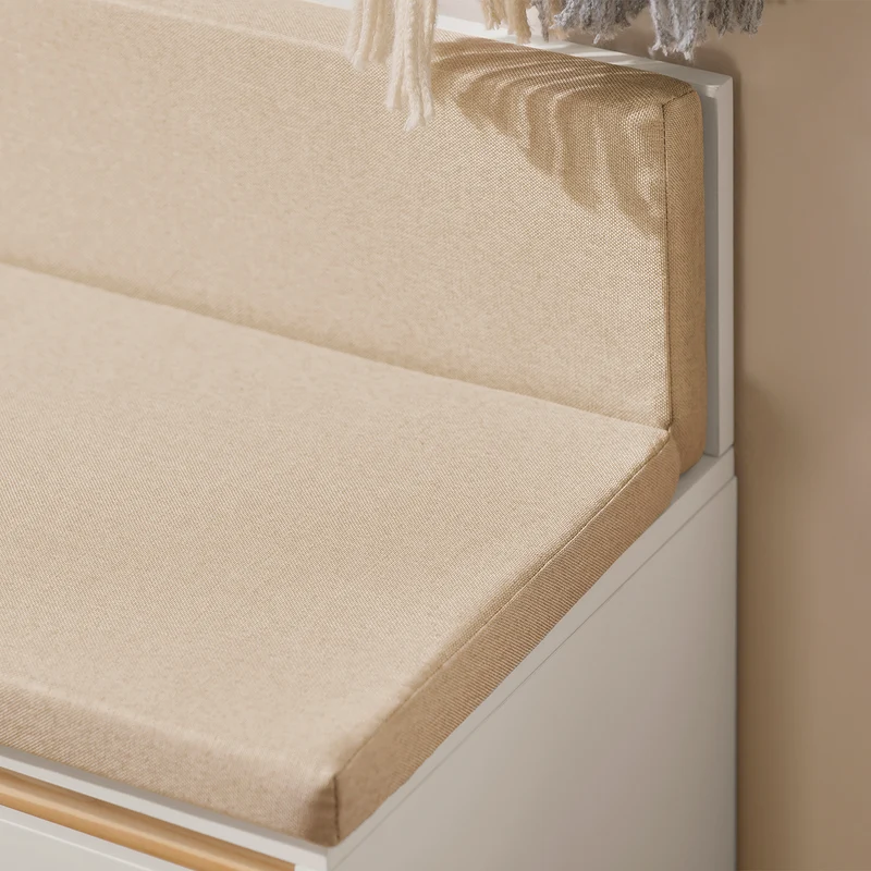 SoBuy FSR128-W Banc à Chaussures 100cm – Coussin Rembourré, Tiroir, Porte Treillis, Pin Massif – Blanc