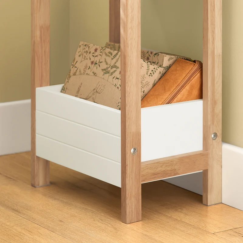 sobuyes.shopG226-WN Tour de rangement salle de bain 20 cm avec 3 paniers – Blanc et bois