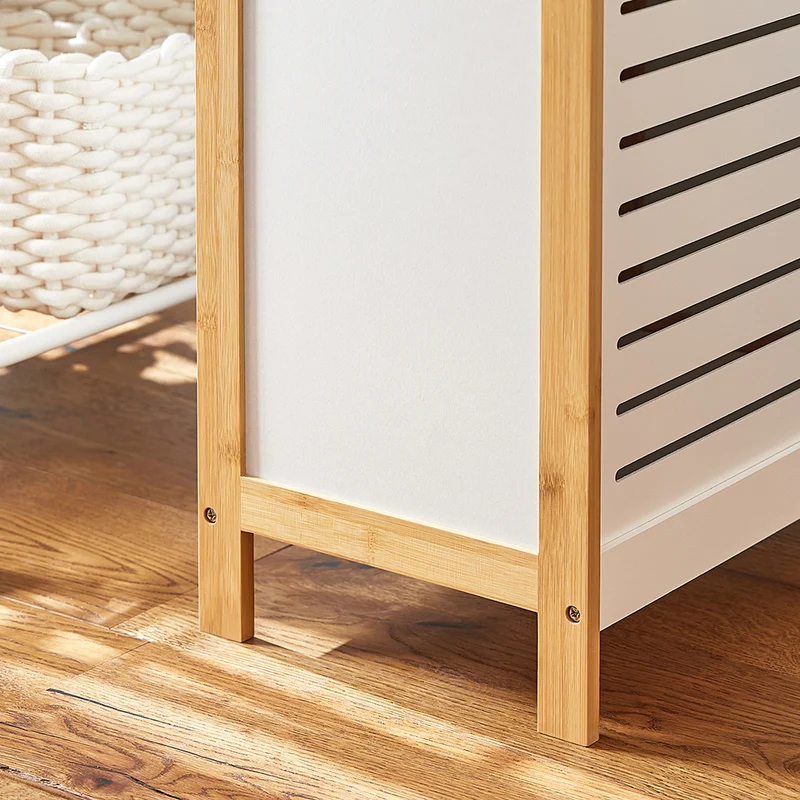 SoBuy FSS66-WN Corbeille à Linge, Coffre à Linge, Panier de Rangement, Corbeille Linge Sale avec Couvercle, Porte Vêtement Pour Laverie Salle de Bain