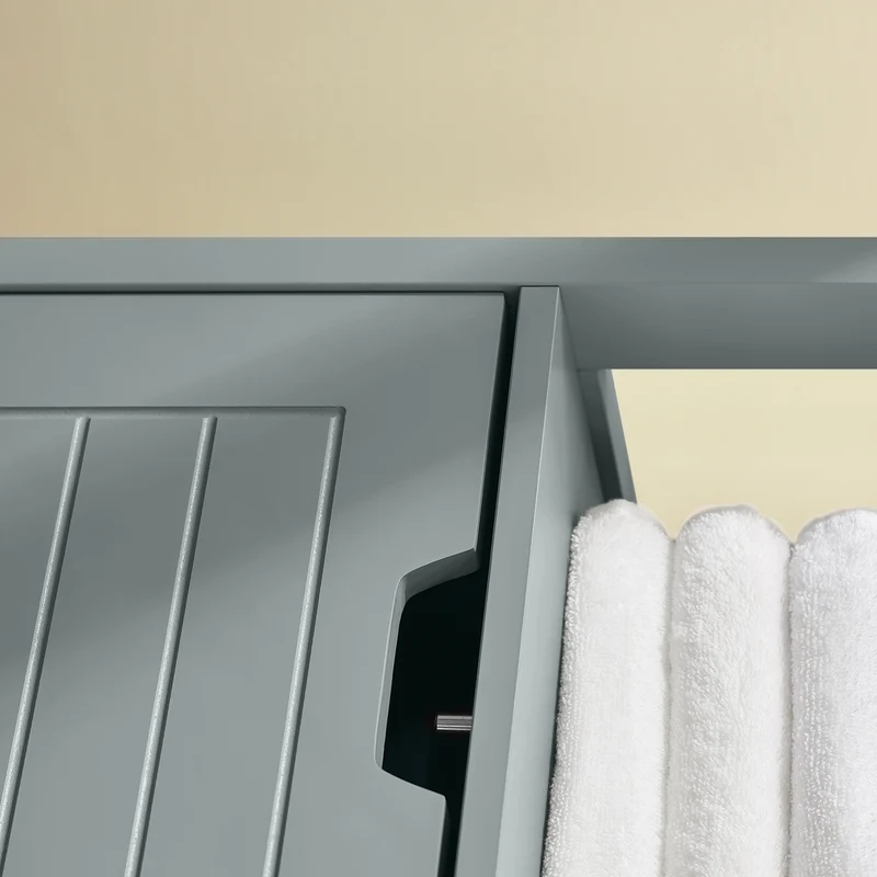 sebuyfr.comG127-SG Colonne Salle de Bain avec 2 Paniers, Format Compact, Design Moderne, pour Salle de Bain et WC, Rangement Optimisé – L30×P30×H89 cm, Bois, Gris