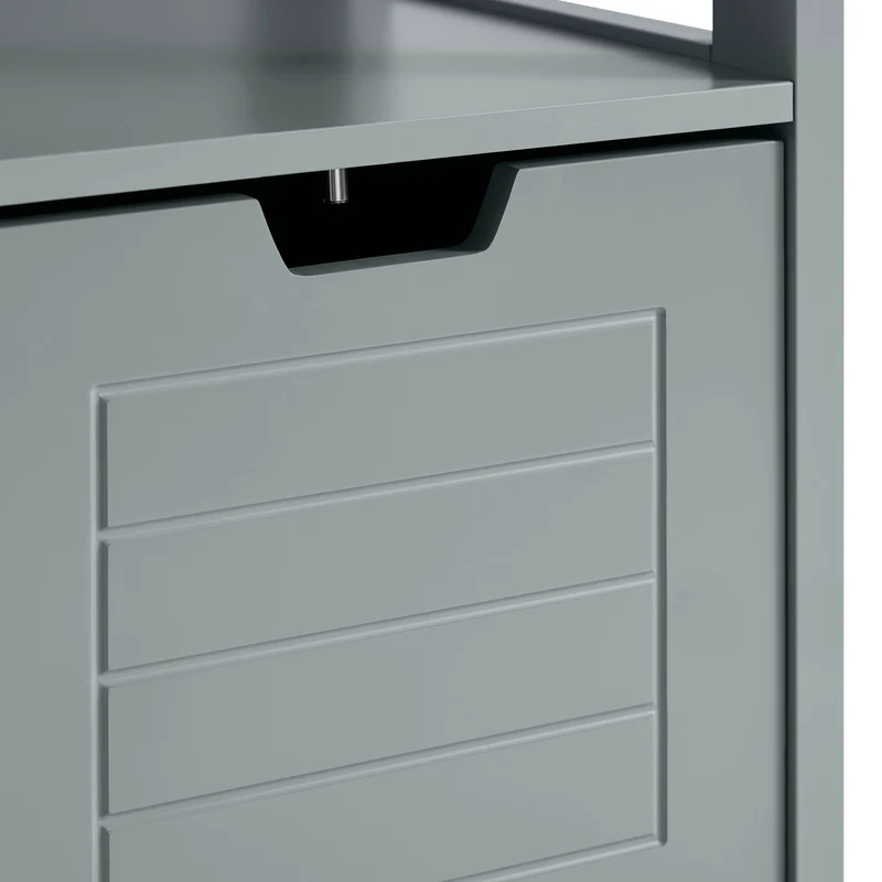 sobuyes.shopG126-SG Colonne Salle de Bain avec 4 Étagères et 2 Tiroirs, Gain de Place, pour Salle de Bain et WC, Usage Quotidien – L30×P30×H140 cm, Bois, Gris Clair