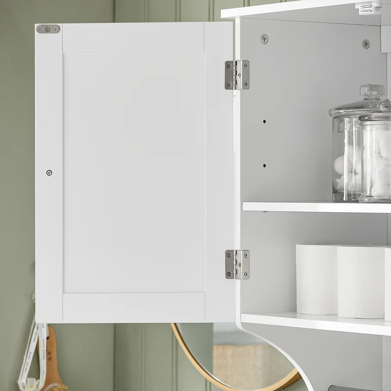 SoBuy BZR84-W Armoire Murale de Salle de Bain – 60×30×60 cm, Étagères Réglables et Barre à Serviettes, Blanc