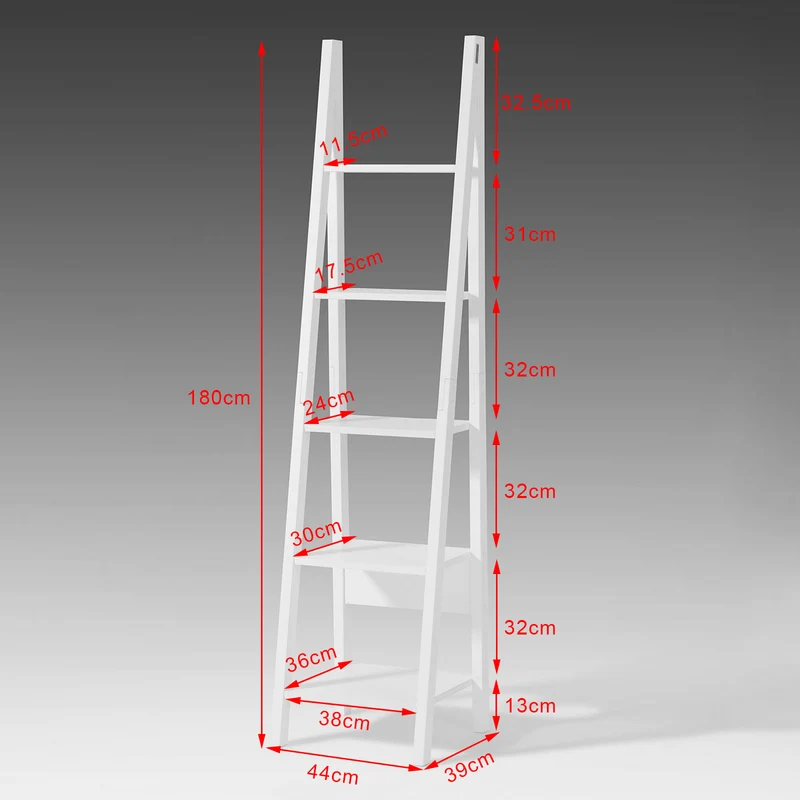SoBuy FRG101-W Étagère style échelle Bibliothèque, 5 étages –Blanc