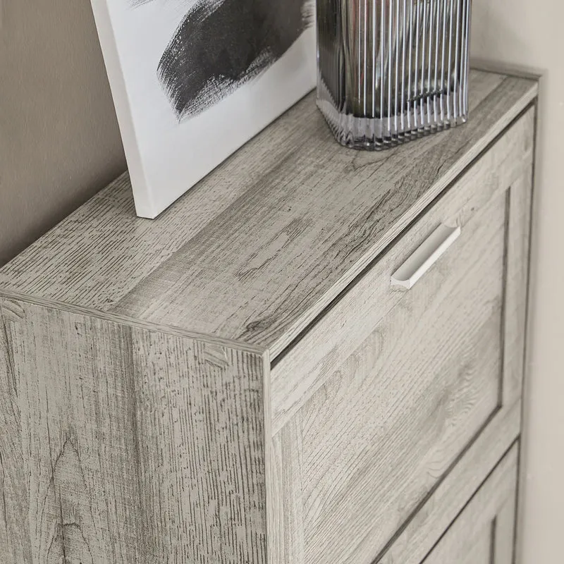 SoBuy FSR137-HG Armoire à Chaussures 2 Abattants Réglables, Slim pour Entrée Couloir – Gris Effet Bois