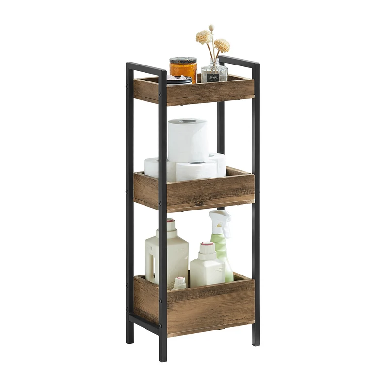 sebuyfr.comG226-F Meuble Salle de Bain Rangement avec 3 paniers - Rangement Serviteur de Douche Étagère de Stockage Salle de Bain Petit Meuble WC Rangement 28x20x74 cm