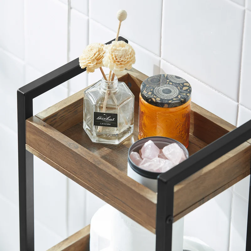sebuyfr.comG226-F Meuble Salle de Bain Rangement avec 3 paniers - Rangement Serviteur de Douche Étagère de Stockage Salle de Bain Petit Meuble WC Rangement 28x20x74 cm