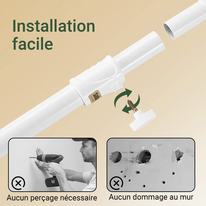 SoBuy FRG109-II-W Tringle à Vêtements Télescopique, Portant à Vêtements Robuste, Penderie Ouverte Réglable avec Barres de Suspension pour Chambre, Dressing, Blanc