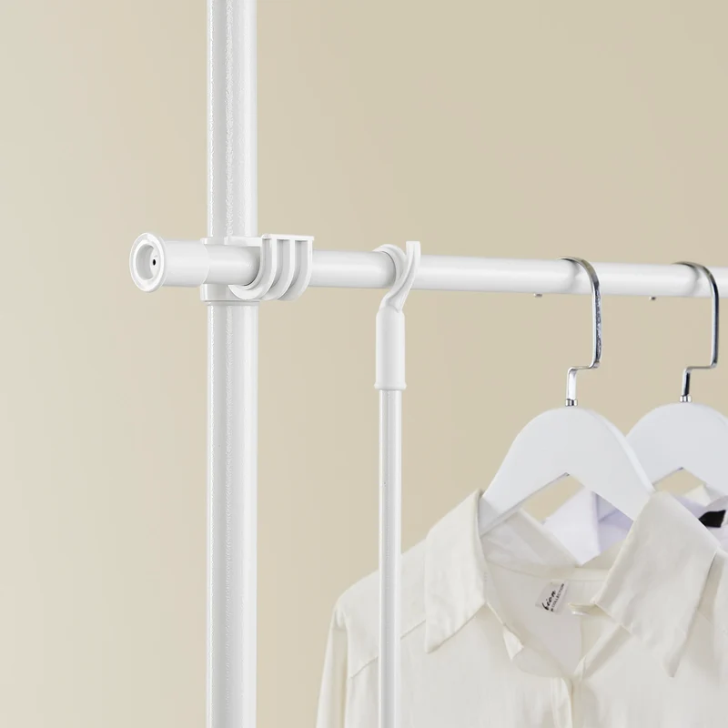 SoBuy FRG109-II-W Tringle à Vêtements Télescopique, Portant à Vêtements Robuste, Penderie Ouverte Réglable avec Barres de Suspension pour Chambre, Dressing, Blanc