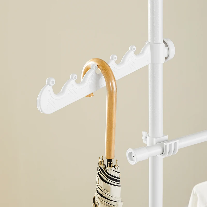 SoBuy FRG109-II-W Tringle à Vêtements Télescopique, Portant à Vêtements Robuste, Penderie Ouverte Réglable avec Barres de Suspension pour Chambre, Dressing, Blanc