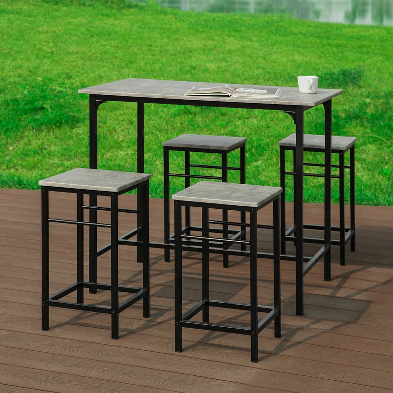 SoBuy OGT11-HG Ensemble de table haute pour salle à manger avec 4 tabourets