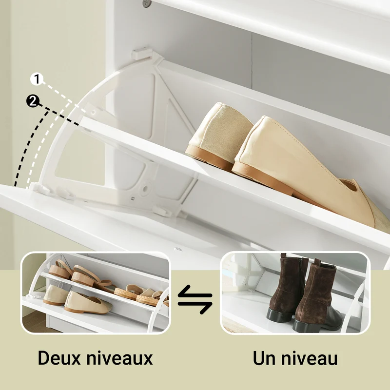 SoBuy FSR94-W Meuble à Chaussures Slim 24 cm – 12 Paires, 3 Abattants, FSC®, Blanc