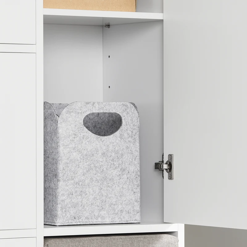 SoBuy FSR107-W Armoire à Chaussures avec Tabouret, 1 Porte et 3 Abattants, Meuble d'Entrée – 95x30x121 cm, Blanc