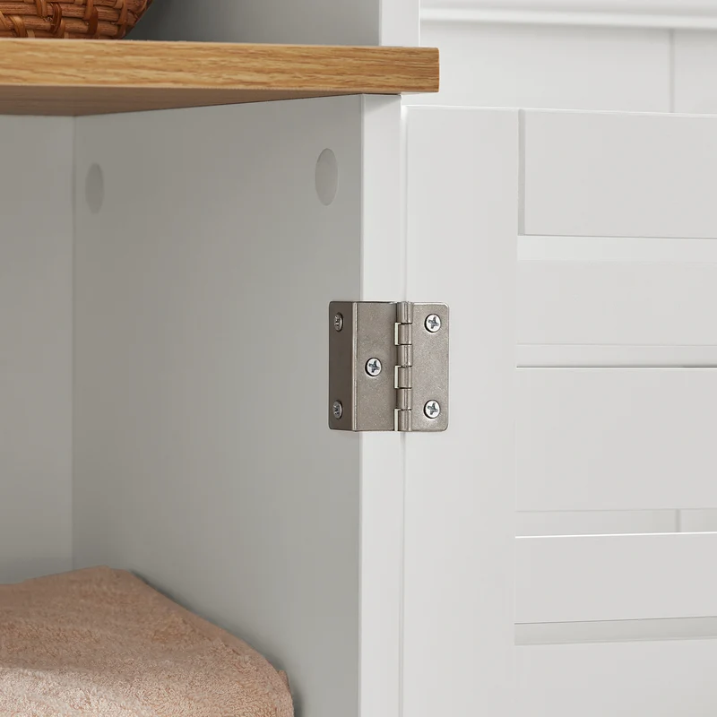 SoBuy BZR44-W Meuble Colonne de Salle de Bain Armoire Haute Meuble de Rangement avec 3 Etagères et 2 Portes persiennes