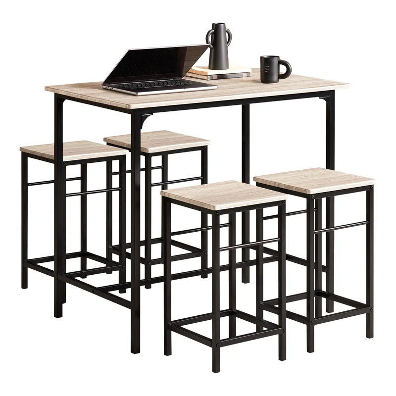 SoBuy OGT11-N Set de 1 Table + 4 Tabourets Ensemble table de bar bistrot