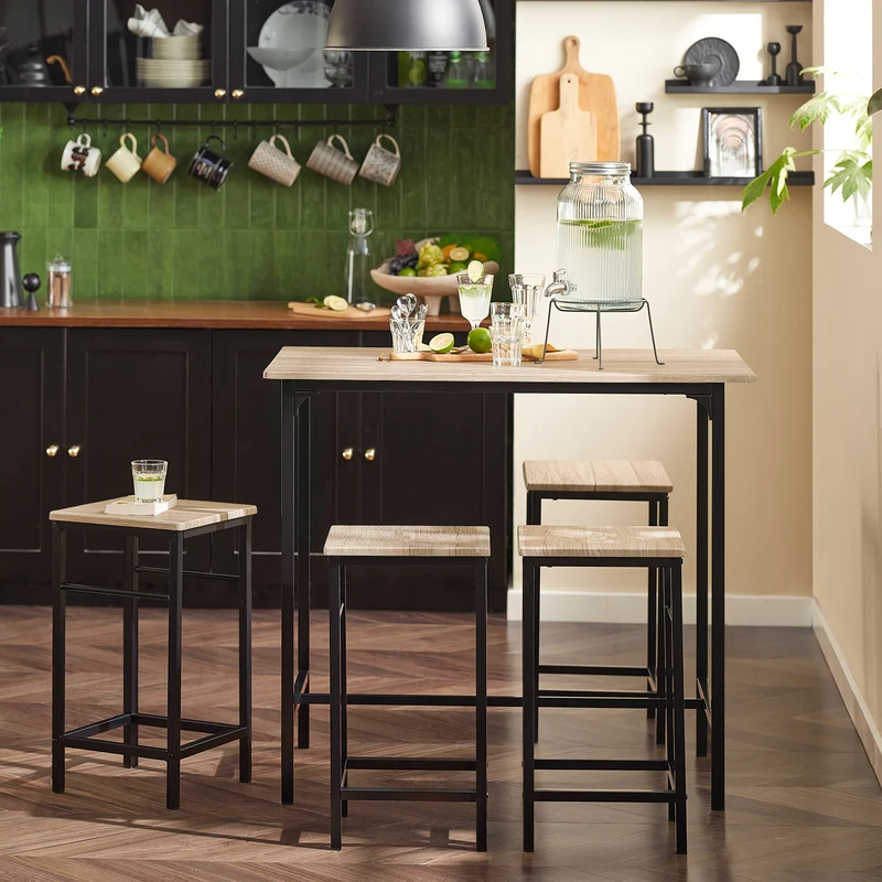 SoBuy OGT11-N Set de 1 Table + 4 Tabourets Ensemble table de bar bistrot
