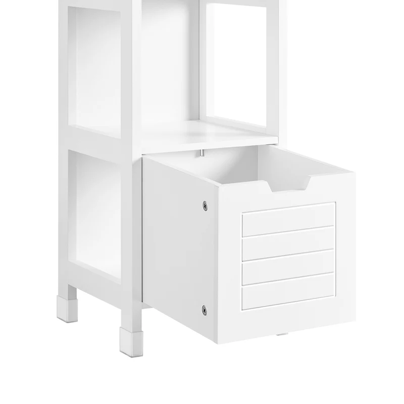 SoBuy FRG126-W Colonne de Salle de Bain – 4 Étagères, 2 Tiroirs, Anti-Basculement, 30×30×144 cm, Blanc