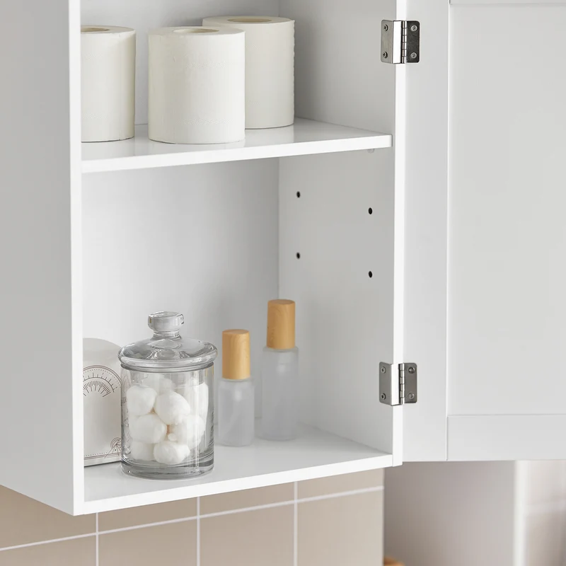 SoBuy BZR19-W Armoire Murale Salle de Bain avec Étagères Réglables, pour Salle de Bain et WC, Rangement Optimisé, Usage Quotidien – L40×P23×H52 cm, Bois, Blanc