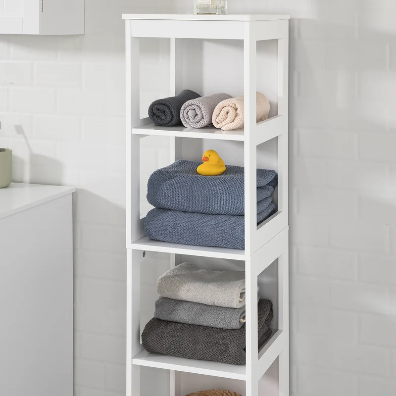 SoBuy BZR14-W Meuble Colonne de Salle de Bain Étagère Debout Armoire Haute Étagère de Rangement à 6 Niveaux - L30cm x P30cm x H139cm