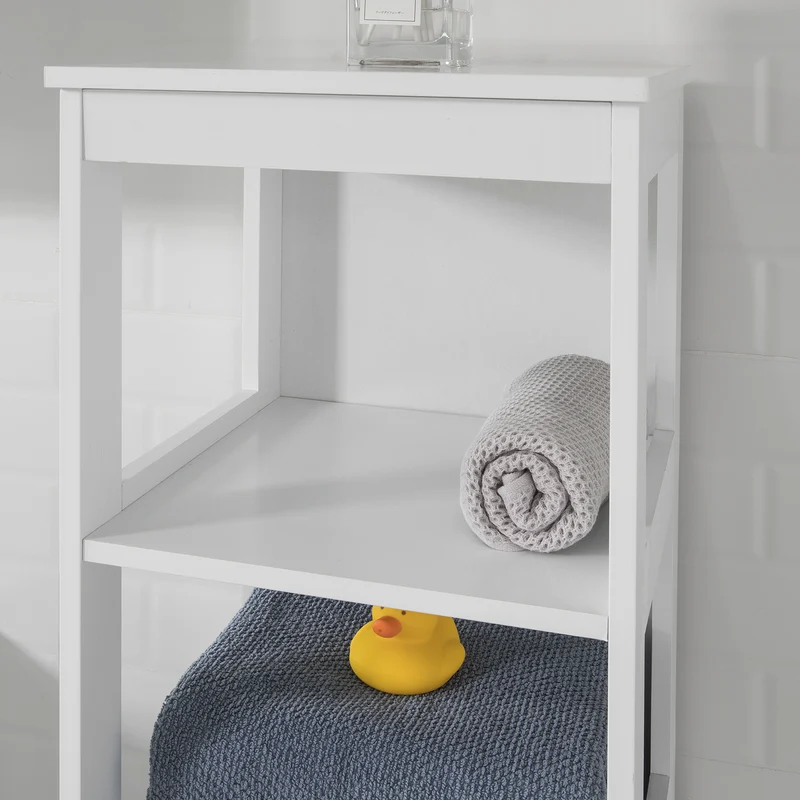 SoBuy BZR14-W Meuble Colonne de Salle de Bain Étagère Debout Armoire Haute Étagère de Rangement à 6 Niveaux - L30cm x P30cm x H139cm