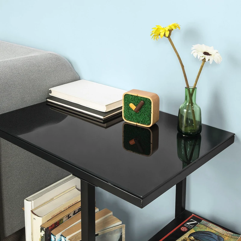 SoBuy FBT65-SCH Bout de Canapé Table d’Appoint Tables Basses avec 3 Étagères de Rangement