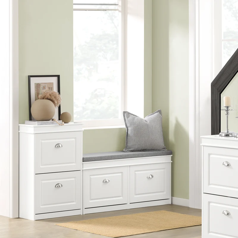 SoBuy FSR78-W Meuble à Chaussures Compact 54 cm – Étagères Réglables et Tiroir – Bois FSC – Blanc